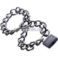 Металеві наручники Tom of Finland Locking Chain Cuffs, срібні - Фото №1