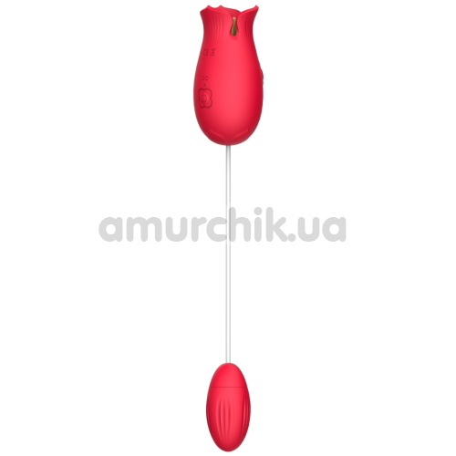 Симулятор орального секса с виброяйцом Letcher Flowers Love Egg, красный