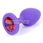 Анальная пробка с красным кристаллом Exclusivity Jewellery Silicon Plug S, фиолетовая - Фото №1