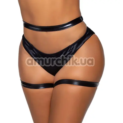 Гартеры Leg Avenue Side Piece Wet Look Butt Harness, черные