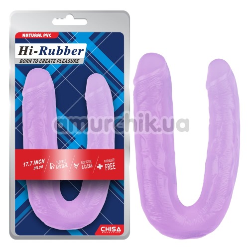 Двокінцевий фалоімітатор Hi-Rubber Born To Create Pleasure 17.7, фіолетовий