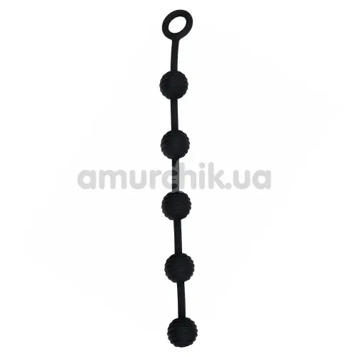 Анальная цепочка Alume Ribbed Anal Bead Chain, черная - Фото №1
