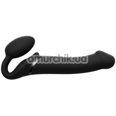 Безремневий страпон з вібрацією Strap-On-Me Vibrating Bendable Strap-On M, чорний - Фото №1