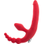 Безремневой двойной страпон с вибрацией Black&Red Strapless Strapon, красный - Фото №0