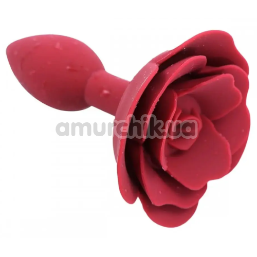 Анальная пробка с розой Loveshop Silicone Anal Plug, бордовая - Фото №1