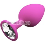 Анальная пробка с прозрачным кристаллом SWAROVSKI Пикантные Штучки Large, розовая - Фото №1