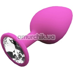 Анальна пробка з прозорим кристалом SWAROVSKI Пікантні Штучки Large, рожева - Фото №1