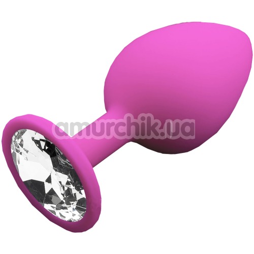 Анальная пробка с прозрачным кристаллом SWAROVSKI Пикантные Штучки Large, розовая - Фото №1