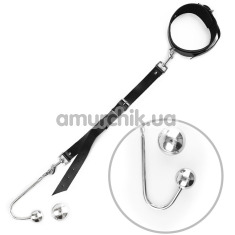 Анальный крюк с ошейником и съемным шариком Art of Sex Anal Hook Bondage Set 4, серебряный - Фото №1