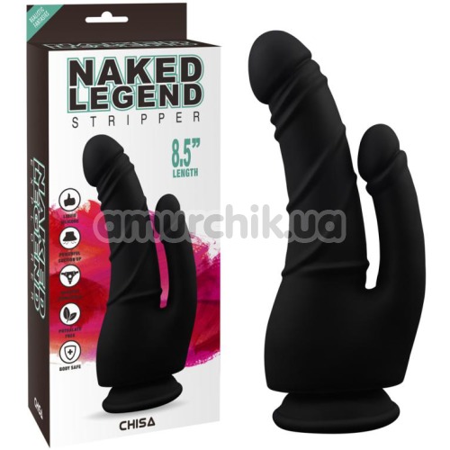 Двойной фаллоимитатор Naked Legend Stripper 8.5, черный