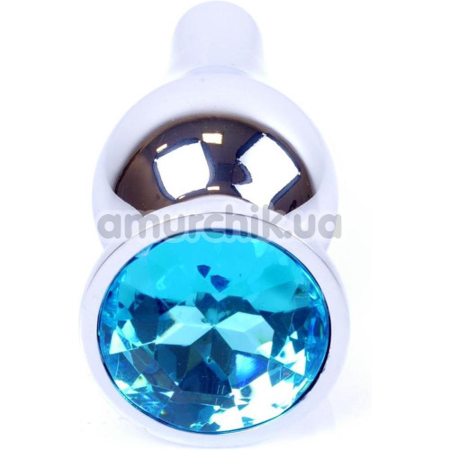 Анальна пробка зі світло-блакитним кристалом Exclusivity Jewellery Silver Plug Long, срібна