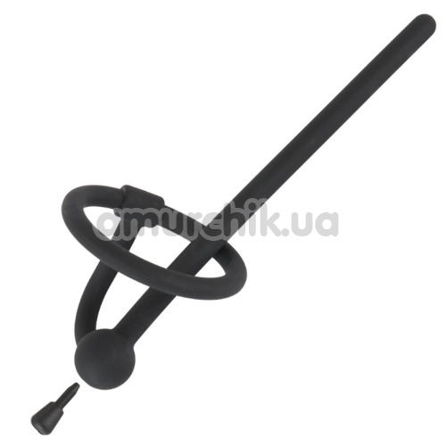 Уретральная вставка с кольцом для головки Penis Plug Piss Play With Glans Ring & Stopper, черная
