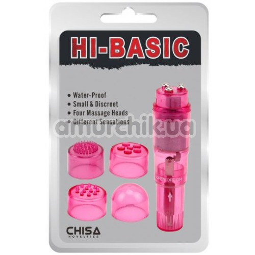 Клиторальный вибратор с насадками Hi-Basic, розовый