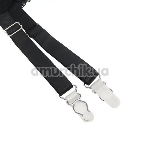 Комплект Star Night Lace Garter Belt With Thong, чорний: пояс для панчіх + трусики-стрінги