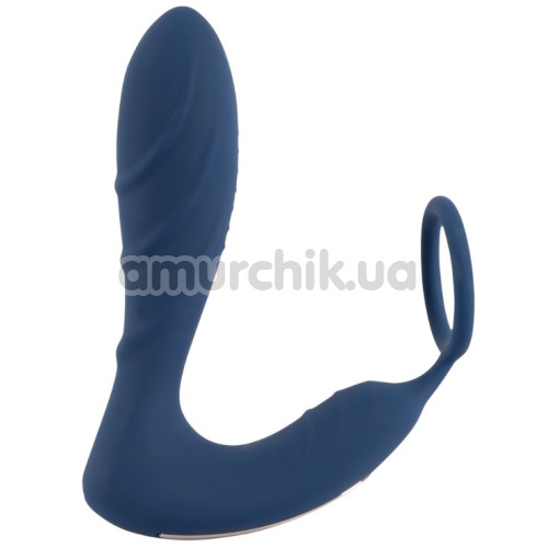 Вибростимулятор простаты с эрекционным кольцом Vibrating Prostate Plug With Cock Ring, синий