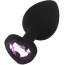Анальная пробка со светло-розовым кристаллом Silicone Jewelled Butt Plug Heart Small, черная - Фото №7