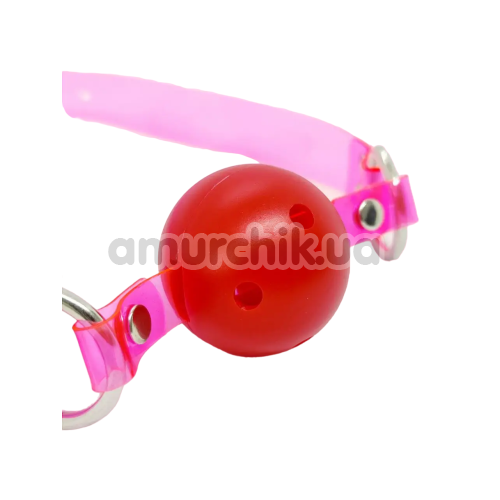 Кляп DS Fetish Neon Ball Gag, розово-красный