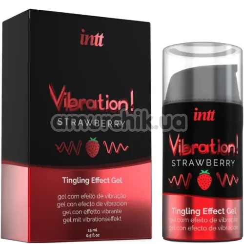Возбуждающий гель с эффектом вибрации Intt Vibration Strawberry Tingling Effect Gel - клубника, 15 мл