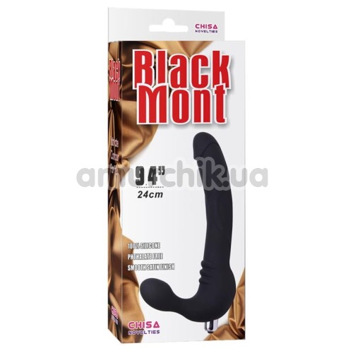Безремневой страпон с вибрацией Black Mont Strap On Cavalier 9.4, черный