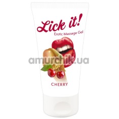 Масажний лубрикант Lick it Erotic Massage Gel Cherry - вишня, 50 мл - Фото №1