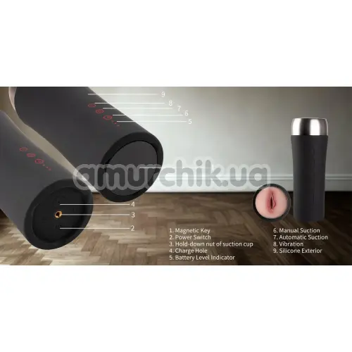 Мастурбатор с вибрацией и всасыванием Otouch Inscup 4 Masturbator, черный