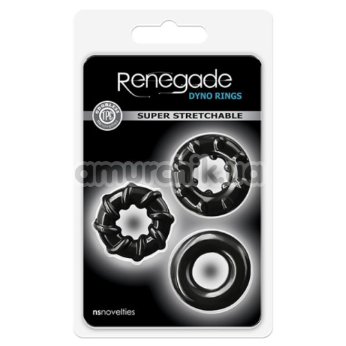 Набор из 3 эрекционных колец Renegade Dyno Rings Super Stretchable Rings, черный