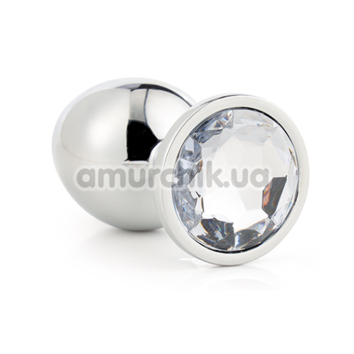 Анальная пробка с прозрачным кристаллом Gleaming Love Silver Plug S, серебряная
