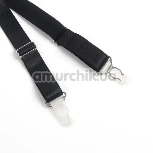 Комплект Star Night Lace Floral Set, чорний: пояс для панчіх + трусики-стрінги