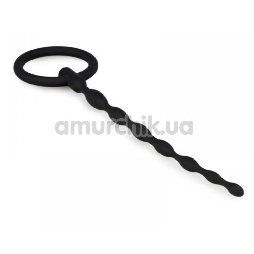 Уретральная вставка Silicone Penis Wavy Plug With Pull Ring, черная