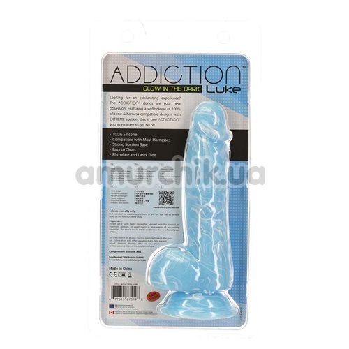 Фалоімітатор + віброкуля Addiction Luke 7.5, блакитний