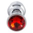 Анальная пробка с красным кристаллом Butt Jewellery Aluminium, серебряная - Фото №2