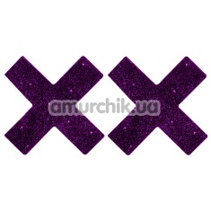 Украшения для сосков Titty Sticker, крестики фиолетовые - Фото №1