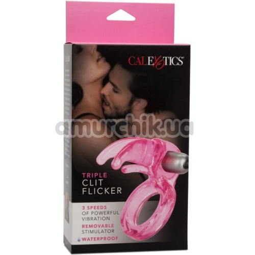 Виброкольцо Triple Clit Flicker, розовое
