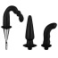 Набор из 3 анальных игрушек Menzstuff Silicone Butt Plug With Plated Rigid Handle, черный - Фото №3