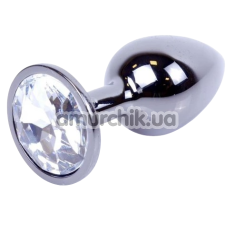 Анальна пробка з прозорим кристалом Exclusivity Jewellery Dark Silver Plug, срібна - Фото №1