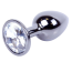 Анальная пробка с прозрачным кристаллом Exclusivity Jewellery Dark Silver Plug, серебряная - Фото №1
