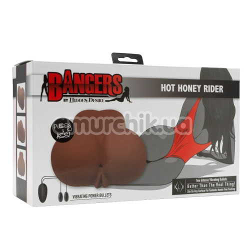 Штучна вагіна і анус з вібрацією Bangers Hot Honey Rider, коричнева