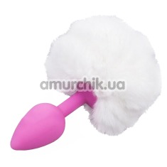 Анальна пробка з білим хвостиком Honey Bunny Tail, рожева - Фото №1