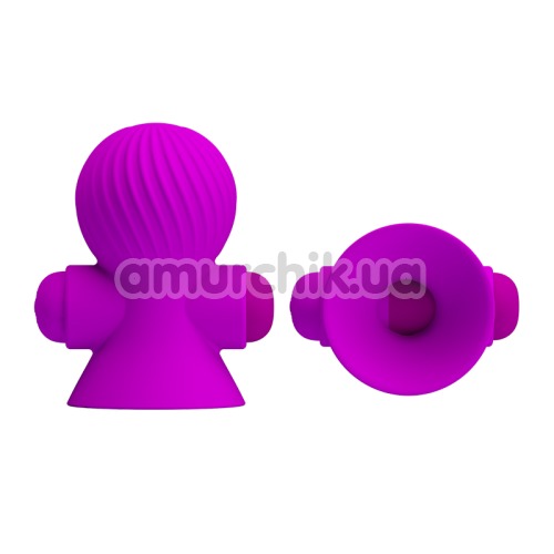 Вакуумные стимуляторы для сосков с вибрацией Pretty Love Vibrating Nipple Suckers, фиолетовые