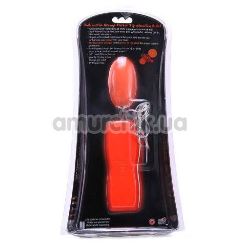 Виброяйцо Glo-Glo a Go-Go Flicker Tip Vibrating Bullet Radioactive Orange, оранжевое