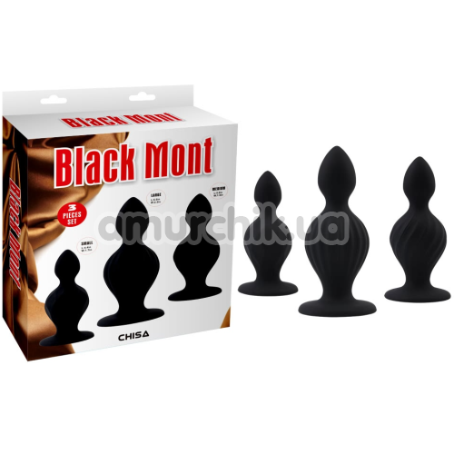 Набор из 3 анальных пробок Black Mont The Ripples Anal Trainer Kit, черный