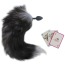Анальная пробка с черно-голубым хвостом Horny Kitten, черная - Фото №3
