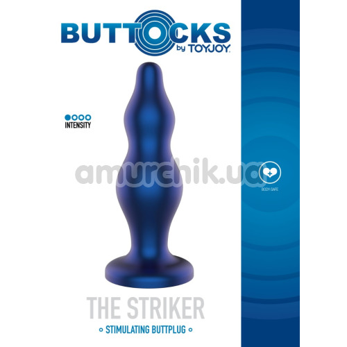 Анальная пробка Buttocks The Striker, синяя