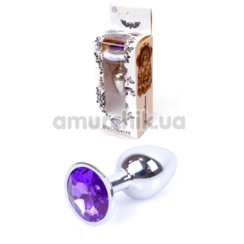 Анальна пробка з фіолетовим кристалом Exclusivity Jewellery Silver Plug, срібна