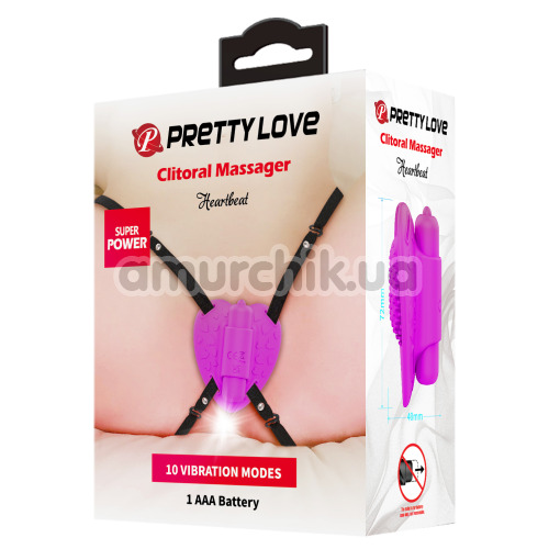 Вібратор-метелик Pretty Love Clitoral Massager Heartbeat, фіолетовий