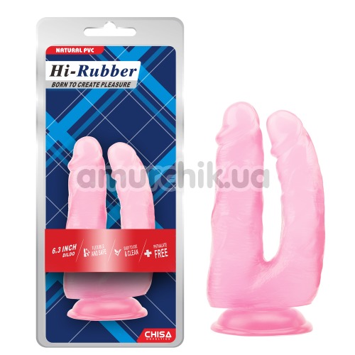 Двойной фаллоимитатор Hi-Rubber Born To Create Pleasure 6.3, розовый