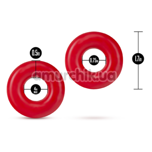 Набір з 2 ерекційних кілець Stay Hard Donut Rings Oversized, червоний