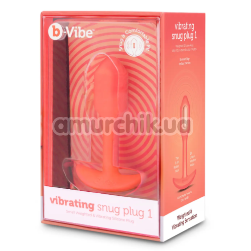 Анальна пробка з вібрацією B-Vibe Vibrating Snug Plug 1, помаранчева