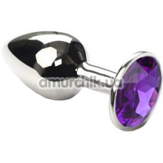 Анальна пробка з фіолетовим кристалом SWAROVSKI Silver Electric Indigo Small, срібна - Фото №1