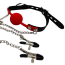 Кляп з затискачами для сосків DS Fetish Locking Gag With Nipple Clamps, червоно-чорний - Фото №2